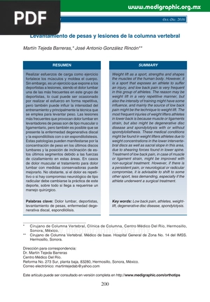 Levantamiento de pesas y lesiones de la columna vertebral (Artículo)