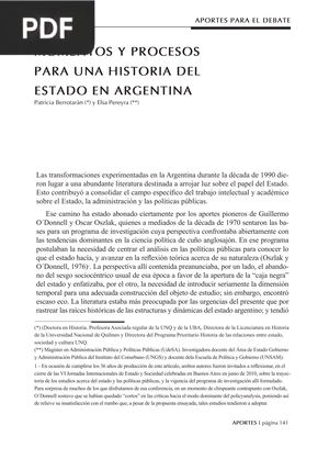 Momentos y procesos para una historia del estado en Argentina