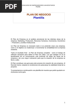 Plan de negocio. Plantilla