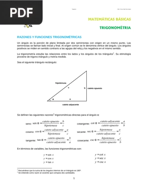 Razones y funciones trigonométricas