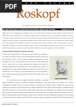 Roskopf. El reloj que cambió el mundo de la relojería (Artículo)