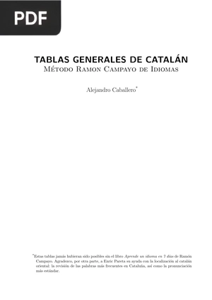 Tablas generales de catalan