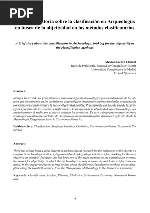 Una breve historia sobre la clasificación en Arqueología: en busca de la objetividad en los métodos clasificatorios