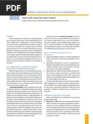 Agresividad y violencia en el niño y en el adolescente (Artículo)