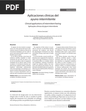 Aplicaciones clínicas del ayuno intermitente (Artículo)