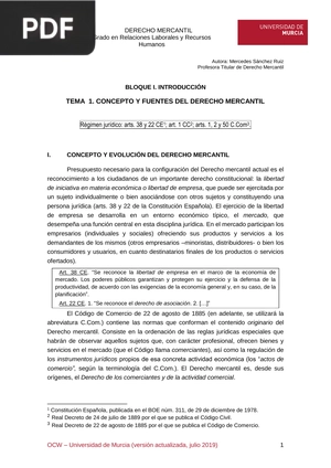 Concepto y fuentes del derecho mercantil (Artículo)