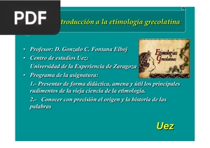 Curso: Introducción a la etimología grecolatina (Presentación)