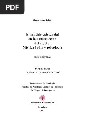 El sentido existencial en la construcción del sujeto. Mística judía y psicología