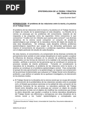 Epistemología de la teoría y práctica del trabajo social