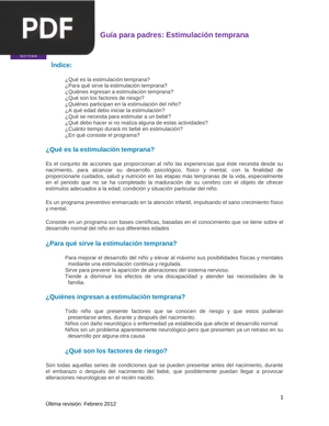 Guía para padres. Estimulación temprana