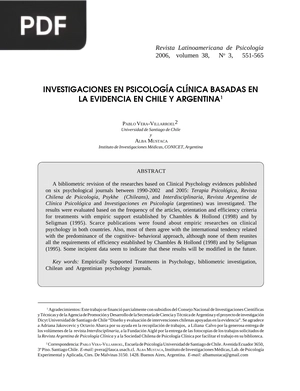 Investigaciones en Psicología Clínica basadas en la evidencia en Chile y Argentina