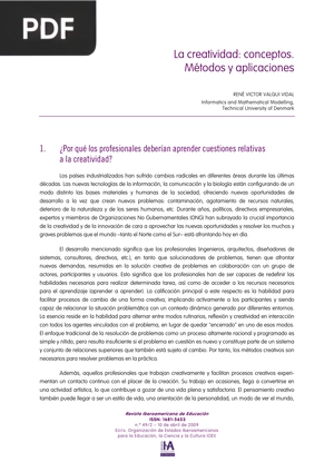 La creatividad: conceptos. Métodos y aplicaciones