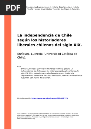 La independencia de Chile según los historiadores liberales chilenos del siglo XIX