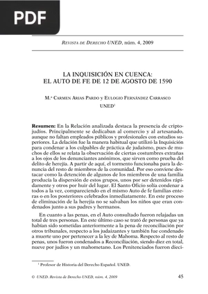 La inquisición en Cuenca: El auto de fé de 12 de agosto de 1590