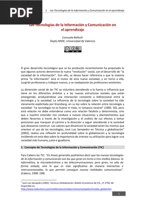 Las Tecnologías de la Información y Comunicación en el aprendizaje (Artículo)