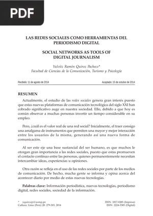 Las redes sociales como herramientas del periodismo digital