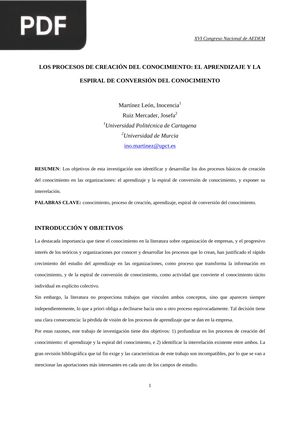 Los procesos de creación del conocimiento: El aprendizaje y la espiral de conversión del conocimiento