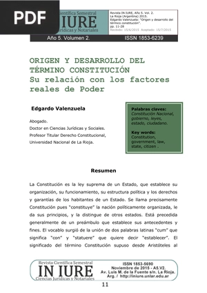 Origen y desarrollo del término constitución. Su relación con los factores reales de Poder