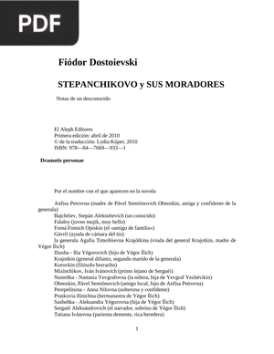 Stepanchikovo y sus moradores