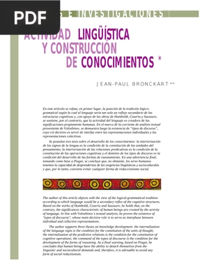 Actividad lingüística y construcción de conocimientos