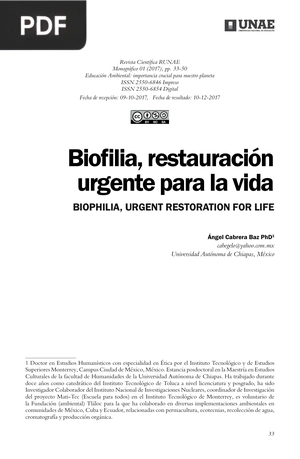 Biofilia, restauración urgente para la vida