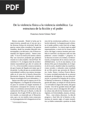 De la violencia física a la violencia simbólica: La estructura de la ficción y el poder (Artículo)