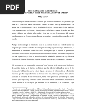 Descolonizando el feminismo: Una perspectiva desde América Latina y el Caribe (Artículo)