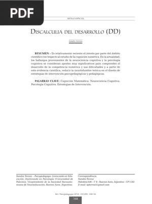 Discalculia del desarrollo (Artículo)