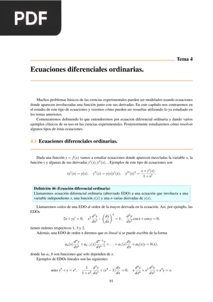 Ecuaciones diferenciales ordinarias.