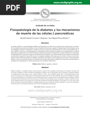 Fisiopatología de la diabetes y los mecanismos de muerte de las células b pancreáticas (Artículo)