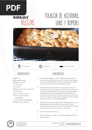 Focaccia de aceitunas, uvas y romero