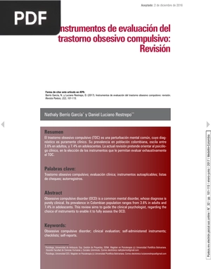 Instrumentos de evaluación del trastorno obsesivo compulsivo: Revisión