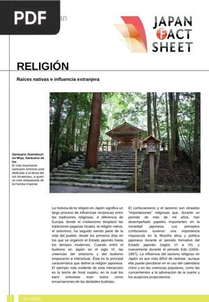 Japan fact sheet: Religión. Raíces nativas e influencia extranjera