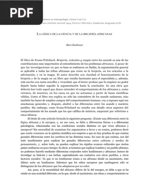 La lógica de la ciencia y de la brujería africanas