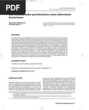 Las enfermedades periodontales como infecciones bacterianas (Artículo)