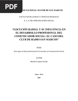 Locución radial y su influencia en el desarrollo profesional del comunicador social: el caso del club de radio San Marcos