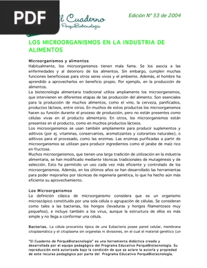 Los Microorganismos en la industria de alimentos