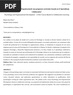 Psicología y Desarrollo Organizacional: una propuesta curricular basada en el Aprendizaje Colaborativo