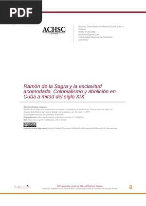 Ramón de la Sagra y la esclavitud acomodada. Colonialismo y abolición en Cuba a mitad del siglo XIX