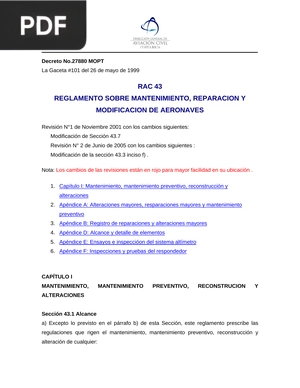 Regrlamento sobre mantenimiento, reparación y modificación de aeronaves