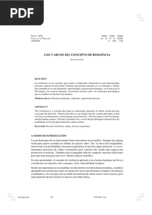 Uso y abuso del concepto de resilencia (Artículo)