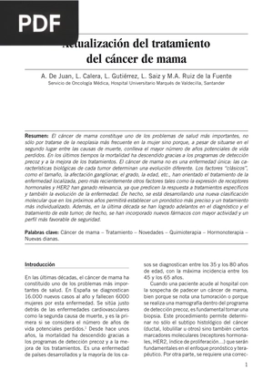 Actualización del tratamiento del cáncer de mama