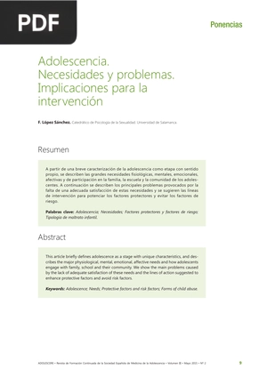 Adolescencia. Necesidades y problemas. Implicaciones para la intervención (Artículo)