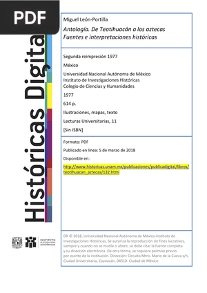 Antología de Teotihuacán a los aztecas fuentes e interpretaciones históricas
