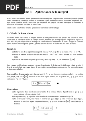 Aplicaciones de la integral