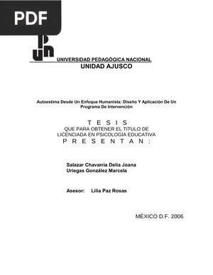 Autoestima desde un enfoque Humanista: Diseño y Aplicación de un Programa de Intervención