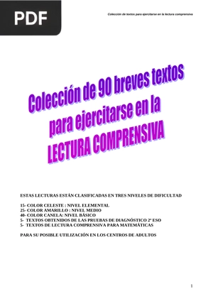 Colección de 90 breves textos para ejercitarse en la lectura comprensiva