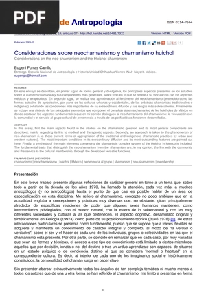 Consideraciones sobre neochamanismo y chamanismo huichol