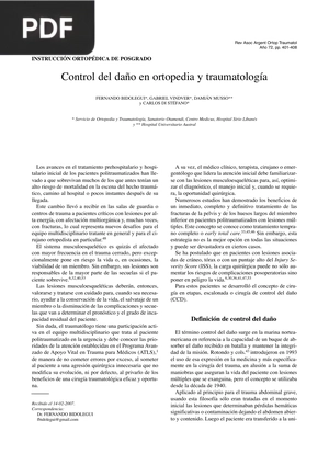 Control del daño en ortopedia y traumatología (Artículo)