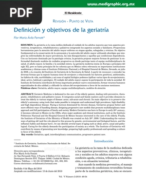 Definición y objetivos de la geriatría (Artículo)